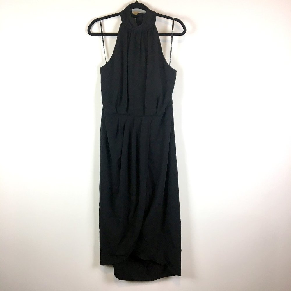 City Chic Solid Black Midi Romance Halter Dress - Picture 2 of 8